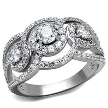 Load image into Gallery viewer, TS468 - Rhodium 925 Sterling Silver Ring with AAA Grade CZ  in Clear