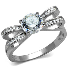 Load image into Gallery viewer, TS470 - Rhodium 925 Sterling Silver Ring with AAA Grade CZ  in Clear