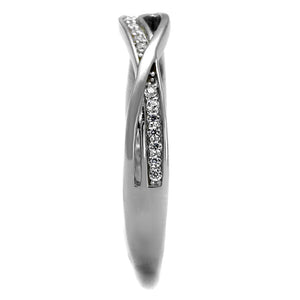 TS471 - Rhodium 925 Sterling Silver Ring with AAA Grade CZ  in Clear