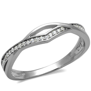 TS471 - Rhodium 925 Sterling Silver Ring with AAA Grade CZ  in Clear