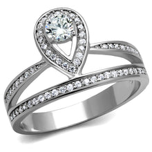 Load image into Gallery viewer, TS476 - Rhodium 925 Sterling Silver Ring with AAA Grade CZ  in Clear