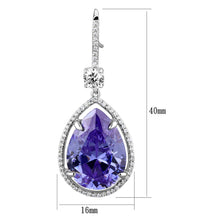 Load image into Gallery viewer, TS477 - Rhodium 925 Sterling Silver Earrings with AAA Grade CZ  in Light Amethyst