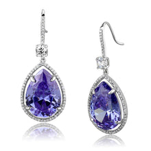 Load image into Gallery viewer, TS477 - Rhodium 925 Sterling Silver Earrings with AAA Grade CZ  in Light Amethyst