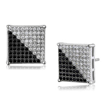 Load image into Gallery viewer, TS482 - Rhodium + Ruthenium 925 Sterling Silver Earrings with AAA Grade CZ  in Black Diamond