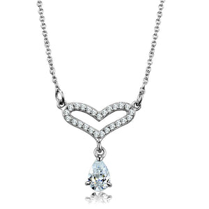 TS484 - Rhodium 925 Sterling Silver Necklace with AAA Grade CZ  in Clear