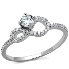 Load image into Gallery viewer, TS485 - Rhodium 925 Sterling Silver Ring with AAA Grade CZ  in Clear