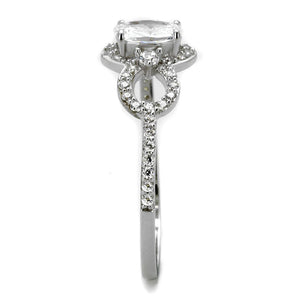 TS486 - Rhodium 925 Sterling Silver Ring with AAA Grade CZ  in Clear