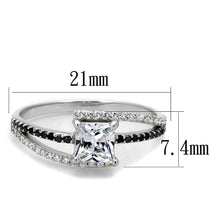 Load image into Gallery viewer, TS488 - Rhodium 925 Sterling Silver Ring with AAA Grade CZ  in Clear