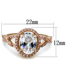 Load image into Gallery viewer, TS489 - Rose Gold 925 Sterling Silver Ring with AAA Grade CZ  in Clear