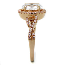 Load image into Gallery viewer, TS489 - Rose Gold 925 Sterling Silver Ring with AAA Grade CZ  in Clear