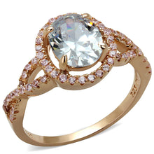 Load image into Gallery viewer, TS489 - Rose Gold 925 Sterling Silver Ring with AAA Grade CZ  in Clear