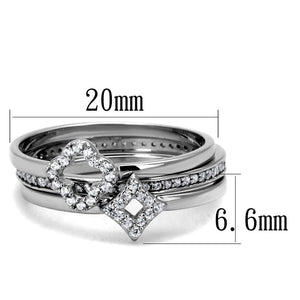 TS491 - Rhodium 925 Sterling Silver Ring with AAA Grade CZ  in Clear