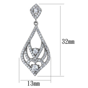 TS497 - Rhodium 925 Sterling Silver Earrings with AAA Grade CZ  in Clear