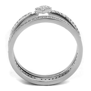 TS498 - Rhodium 925 Sterling Silver Ring with AAA Grade CZ  in Clear