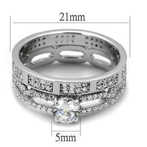 TS499 - Rhodium 925 Sterling Silver Ring with AAA Grade CZ  in Clear