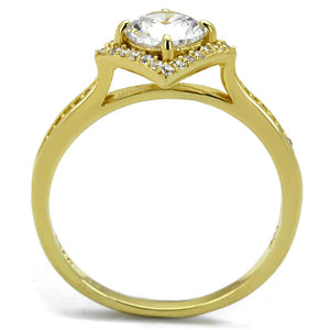 TS500 - Gold 925 Sterling Silver Ring with AAA Grade CZ  in Clear