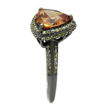 Load image into Gallery viewer, TS501 - Ruthenium 925 Sterling Silver Ring with AAA Grade CZ  in Champagne