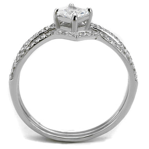 TS504 - Rhodium 925 Sterling Silver Ring with AAA Grade CZ  in Clear