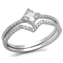 Load image into Gallery viewer, TS504 - Rhodium 925 Sterling Silver Ring with AAA Grade CZ  in Clear