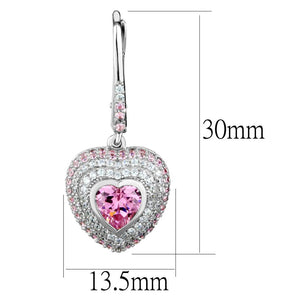 TS505 - Rhodium 925 Sterling Silver Earrings with AAA Grade CZ  in Rose