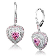 Load image into Gallery viewer, TS505 - Rhodium 925 Sterling Silver Earrings with AAA Grade CZ  in Rose