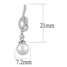 Load image into Gallery viewer, TS506 - Rhodium 925 Sterling Silver Earrings with Synthetic Glass Bead in White