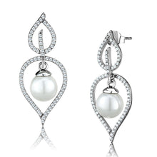 Load image into Gallery viewer, TS510 - Rhodium 925 Sterling Silver Earrings with Semi-Precious Glass Bead in White