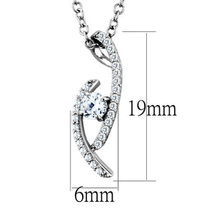 TS515 - Rhodium 925 Sterling Silver Necklace with AAA Grade CZ  in Clear