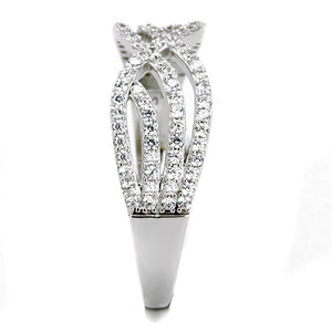 TS516 - Rhodium 925 Sterling Silver Ring with AAA Grade CZ  in Clear