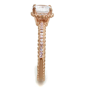 TS518 - Rose Gold 925 Sterling Silver Ring with AAA Grade CZ  in Clear