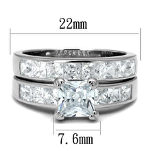 Load image into Gallery viewer, TS520 - Rhodium 925 Sterling Silver Ring with AAA Grade CZ  in Clear