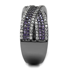 TS522 - Ruthenium 925 Sterling Silver Ring with AAA Grade CZ  in Amethyst