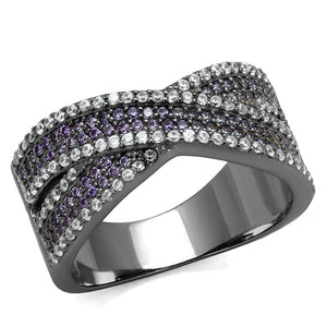 TS522 - Ruthenium 925 Sterling Silver Ring with AAA Grade CZ  in Amethyst