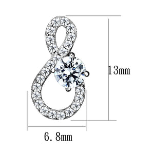 TS529 - Rhodium 925 Sterling Silver Earrings with AAA Grade CZ  in Clear