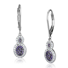 Load image into Gallery viewer, TS532 - Rhodium + Ruthenium 925 Sterling Silver Earrings with AAA Grade CZ  in Amethyst