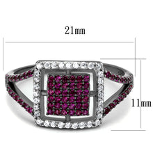 Load image into Gallery viewer, TS533 - Rhodium + Ruthenium 925 Sterling Silver Ring with AAA Grade CZ  in Ruby