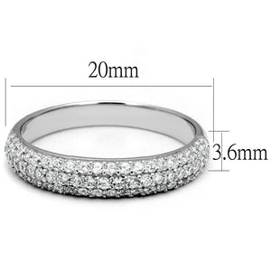 TS535 - Rhodium 925 Sterling Silver Ring with AAA Grade CZ  in Clear