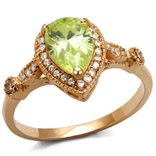 Load image into Gallery viewer, TS538 - Rose Gold 925 Sterling Silver Ring with AAA Grade CZ  in Apple Green color