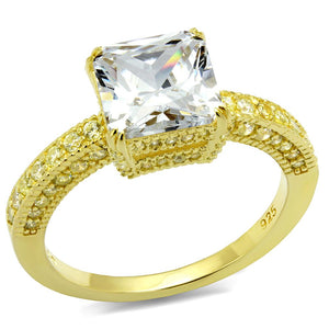 TS539 - Gold 925 Sterling Silver Ring with AAA Grade CZ  in Clear