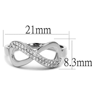 TS541 - Rhodium 925 Sterling Silver Ring with AAA Grade CZ  in Clear