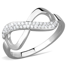 Load image into Gallery viewer, TS541 - Rhodium 925 Sterling Silver Ring with AAA Grade CZ  in Clear