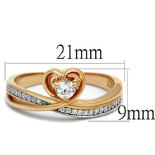 Load image into Gallery viewer, TS544 - Rose Gold + Rhodium 925 Sterling Silver Ring with AAA Grade CZ  in Clear