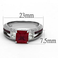 Load image into Gallery viewer, TS545 - Rhodium + Ruthenium 925 Sterling Silver Ring with AAA Grade CZ  in Ruby