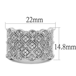 TS546 - Rhodium 925 Sterling Silver Ring with AAA Grade CZ  in Clear