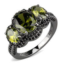 Load image into Gallery viewer, TS547 - Ruthenium 925 Sterling Silver Ring with AAA Grade CZ  in Olivine color