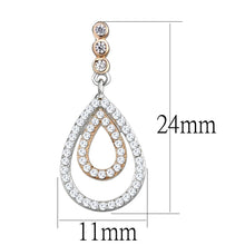 Load image into Gallery viewer, TS548 - Rose Gold + Rhodium 925 Sterling Silver Earrings with AAA Grade CZ  in Clear