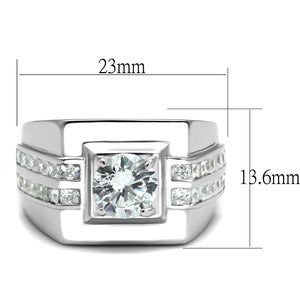 TS553 - Rhodium 925 Sterling Silver Ring with AAA Grade CZ  in Clear