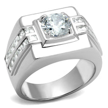 Load image into Gallery viewer, TS553 - Rhodium 925 Sterling Silver Ring with AAA Grade CZ  in Clear