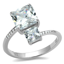 Load image into Gallery viewer, TS557 - Rhodium 925 Sterling Silver Ring with AAA Grade CZ  in Clear