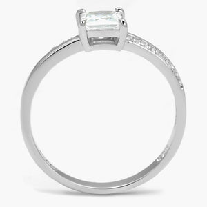 TS558 - Rhodium 925 Sterling Silver Ring with AAA Grade CZ  in Clear